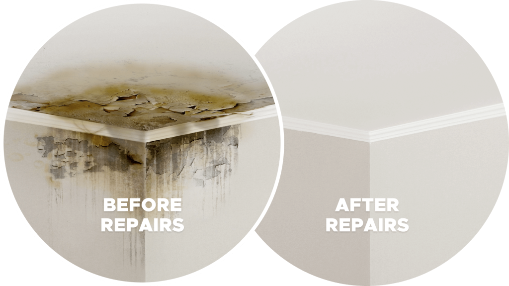 Before and after photographs showing examples of housing disrepair repairs for CEL Solicitors.